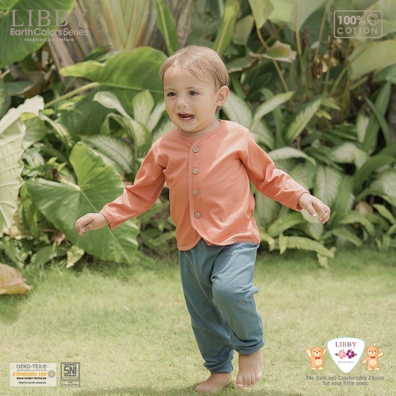 [1 Set] Baju Bayi Libby Earth Comfy Set Panjang