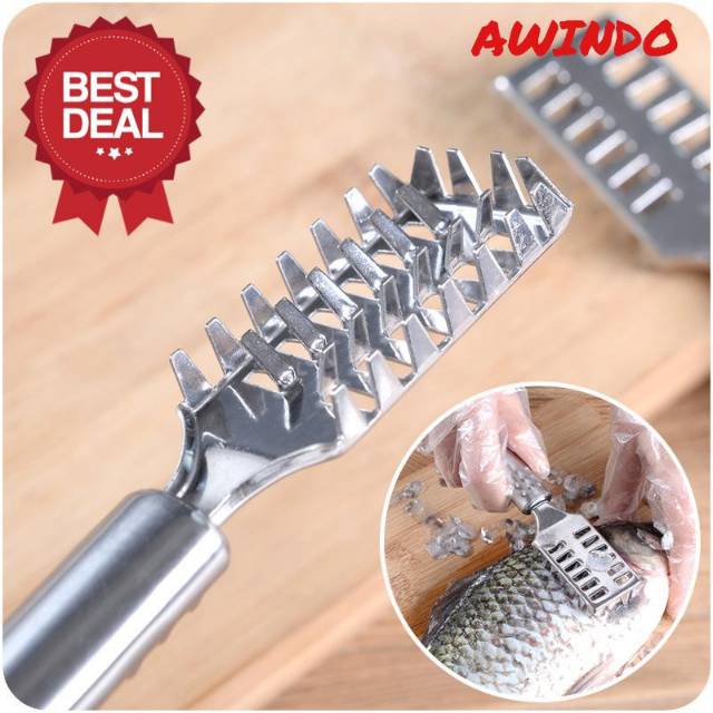 ALAT PEMBERSIH PENGUPAS SISIK IKAN PISAU STAINLESS STEEL FISH SCALLER ALAT KUPAS KULIT IKAN