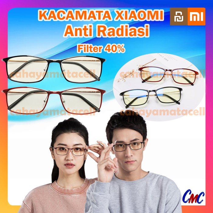 Xiaomi Mijia Glasses Kacamata Anti Blue Radiasi 35% Kacamata Bluelight - Merah, Filter 40 New
