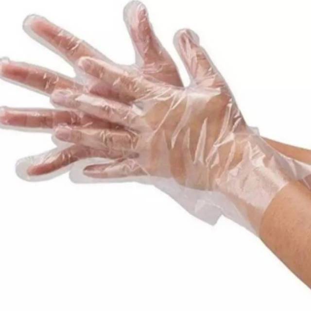 Sarung Tangan PLASTIK Glove ISI 100 Per 1 Pack Disposable Plastic Gloves Sekali Pakai Bening Polos Transparent Transparan