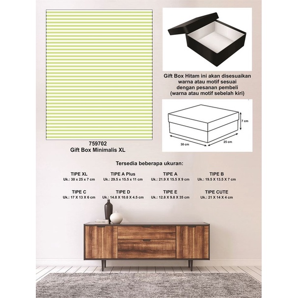 

Kotak kado/Kotak Hadiah/Box Minimalis XL-Garis Spectra MOON GREEN-A