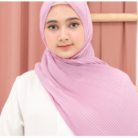 Pashmina Full Plisket Bahan BabyDoll Ceruty PREMIUM Warna Lavender