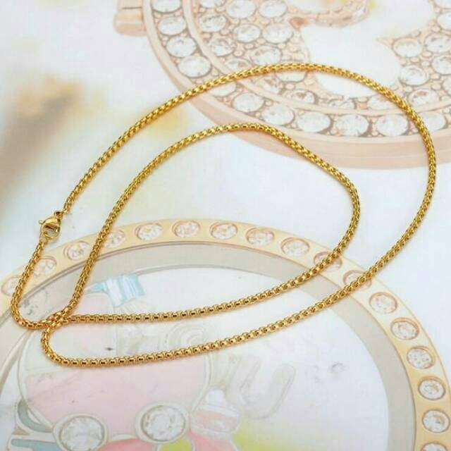 Kalung Titanium Pria Rantai Gold Emas Simple