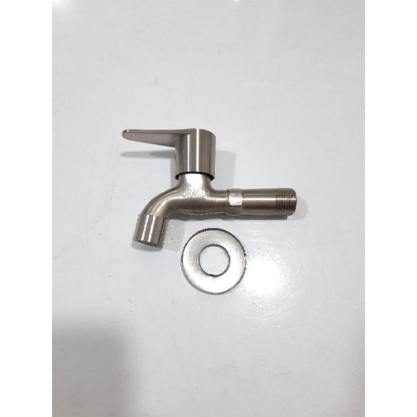 Kran Tembok Satin 1/2&quot; Stainless steel ENGKOL Cucut Selang (G741)