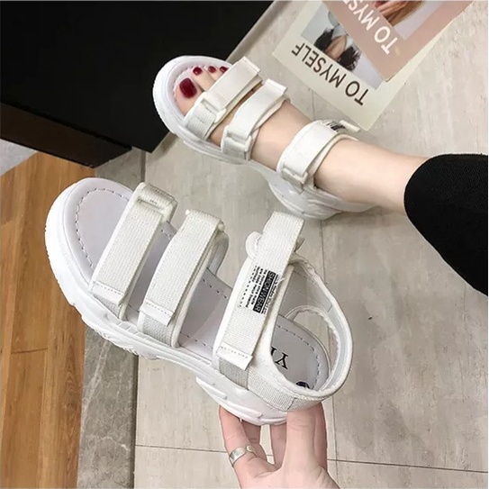 Sandal Gunung Gladiator Sandal Kasual Wanita Korea-PUTIH