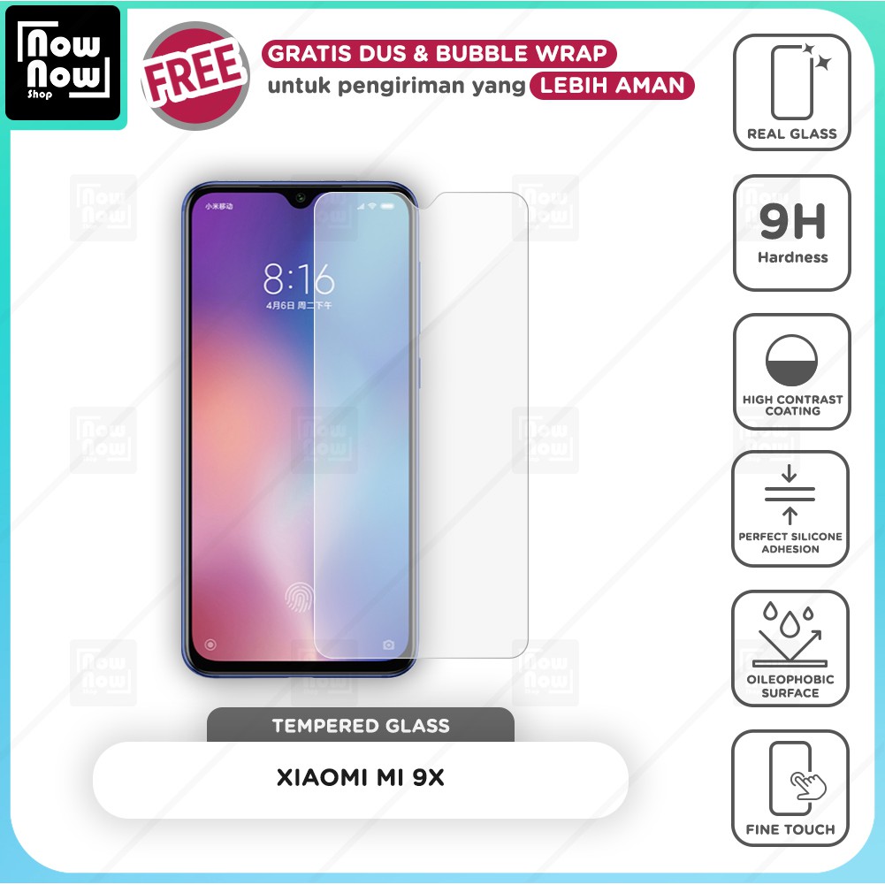 Tempered Glass Anti Gores Xiaomi Mi 9X Screen Guard Protector 9H Kaca Temperglass Mi9X