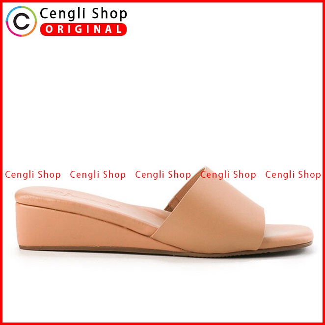 SANDAL WEDGES KULIT HUSH PUPPIES WANITA ORIGINAL TERBARU COKLAT HW61