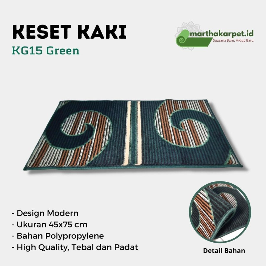 KESET KAKI 45 x 75 GREEN KESET LANTAI PERMADANI, KARAKTER, BULU-5