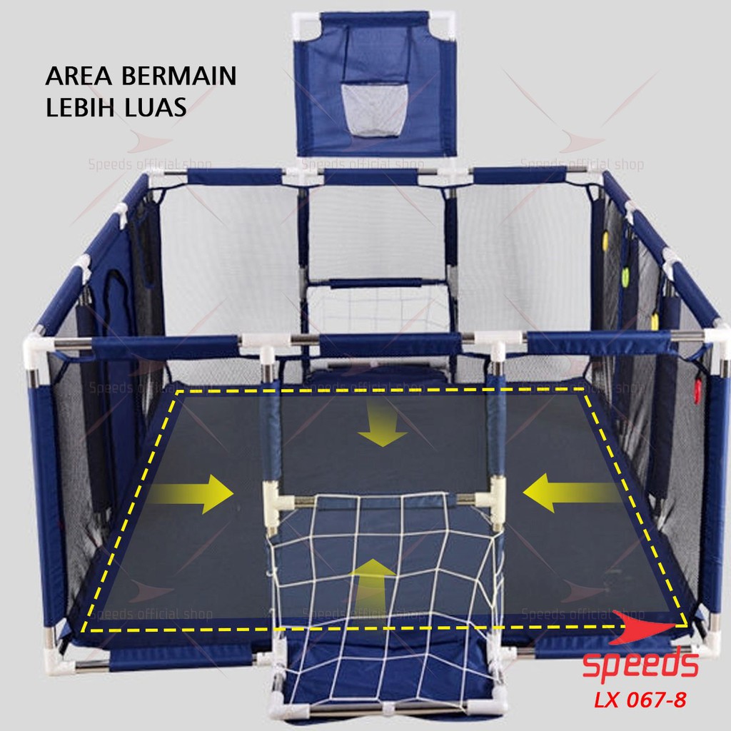 SPEEDS Kolam Mandi Bola Keranjang Mandi Bola Mainan Tenda anak Playpen 067-8-7