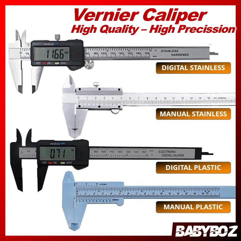 BABYBOZ - JANGKA SORONG VERNIER CALIPER SIGMAT digital stainless plastic PLASTIK MANUAL