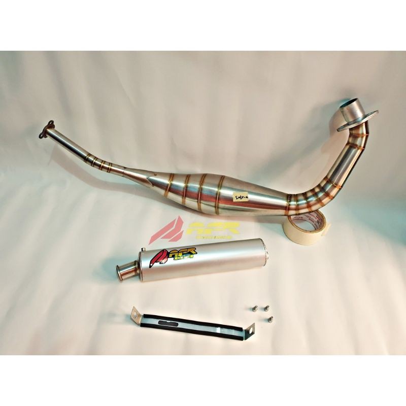 Knalpot Satria Hiu model kolong leher L silencer las alumunium