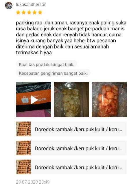 KERUPUK KULIT SAPI GURIH -+ 80- 90 gram / DORODOK ENAK / DORODOK RAMBAK / KERUPUK KULIT ALL VARIAN