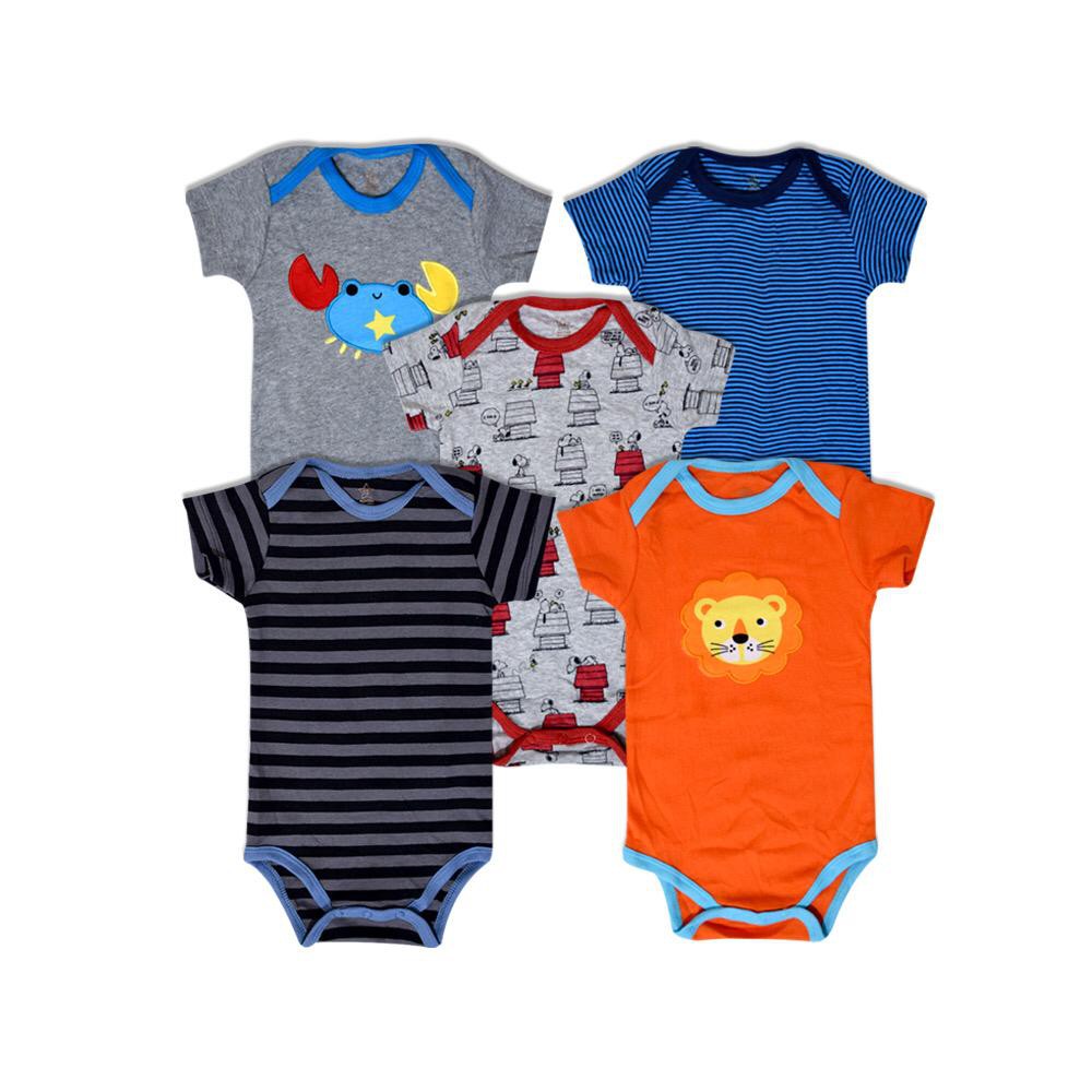 5in1 Baju Bayi Newborn Jumper Lengan Pendek 0-2 tahun Bayi kaos atasan Bayi baru lahir  BC-01-4 Baju Bayi Lengan Pendek isi 5pcs