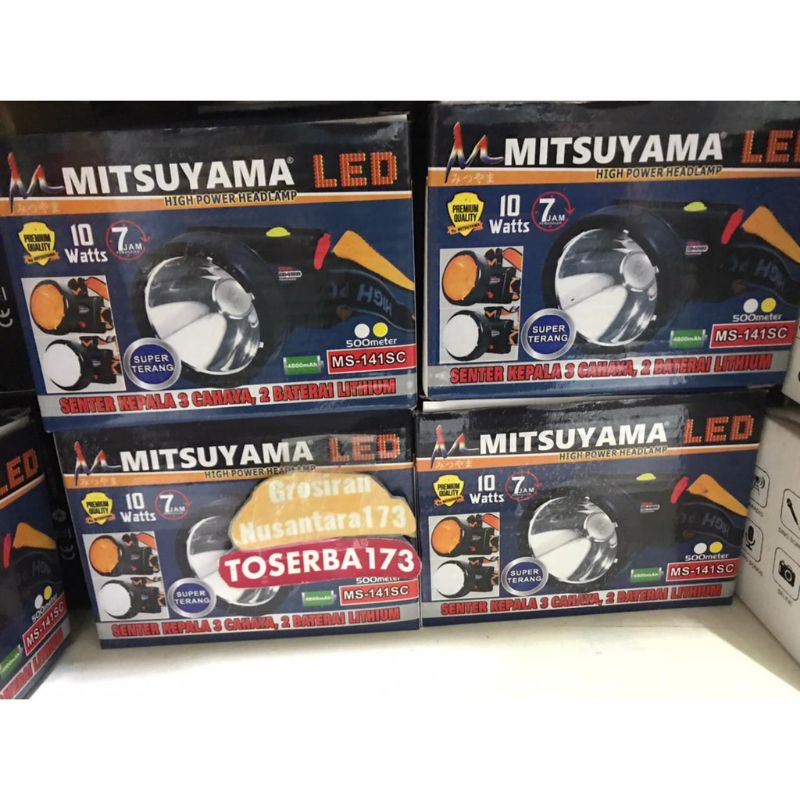 Senter Kepala Super Terang LED Mitsuyama MS-141SC dengan tiga cahaya