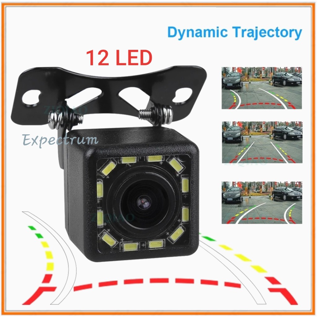 Kamera Mundur 12 LED CCD HD. Garis Jarak Bisa Bergerak- Auto Moving Guide