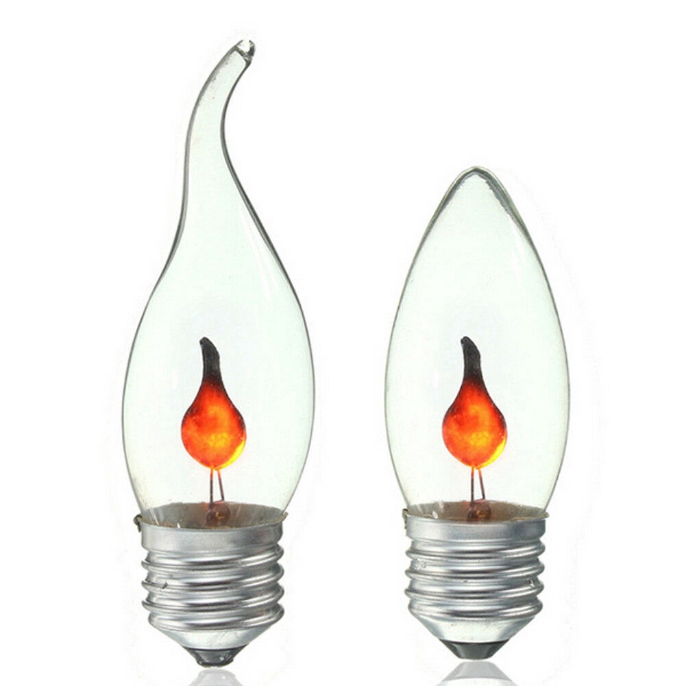 Bohlam Edison E27 E14 Led 220 230 240V Effect Flame Fire Light Vintage Kelap Kelip Dekorasi Novel Lampu Tip Lilin Orange Merah