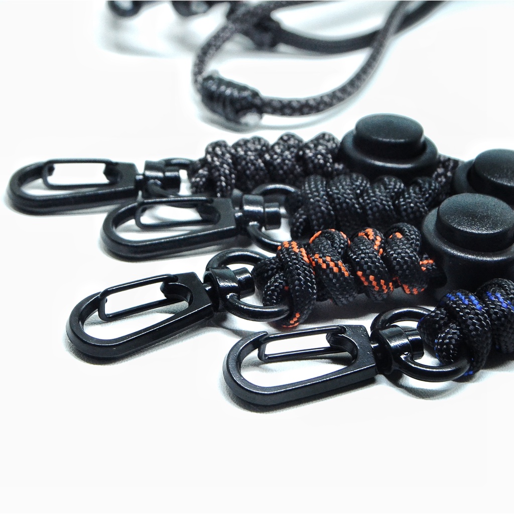 Lanyard Id Card Holder Tali Gantungan Nama Name Tag Paracord 4mm Hitam Premium Murah