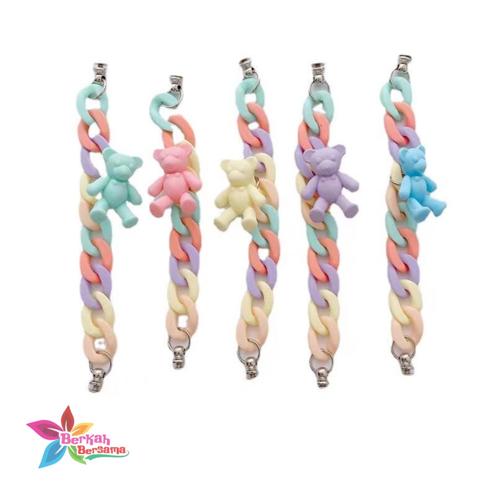 paket gelang tali rantai baut slingcase sling rantai beruang rainbow lanyard universal candy koper choice dove BB6033