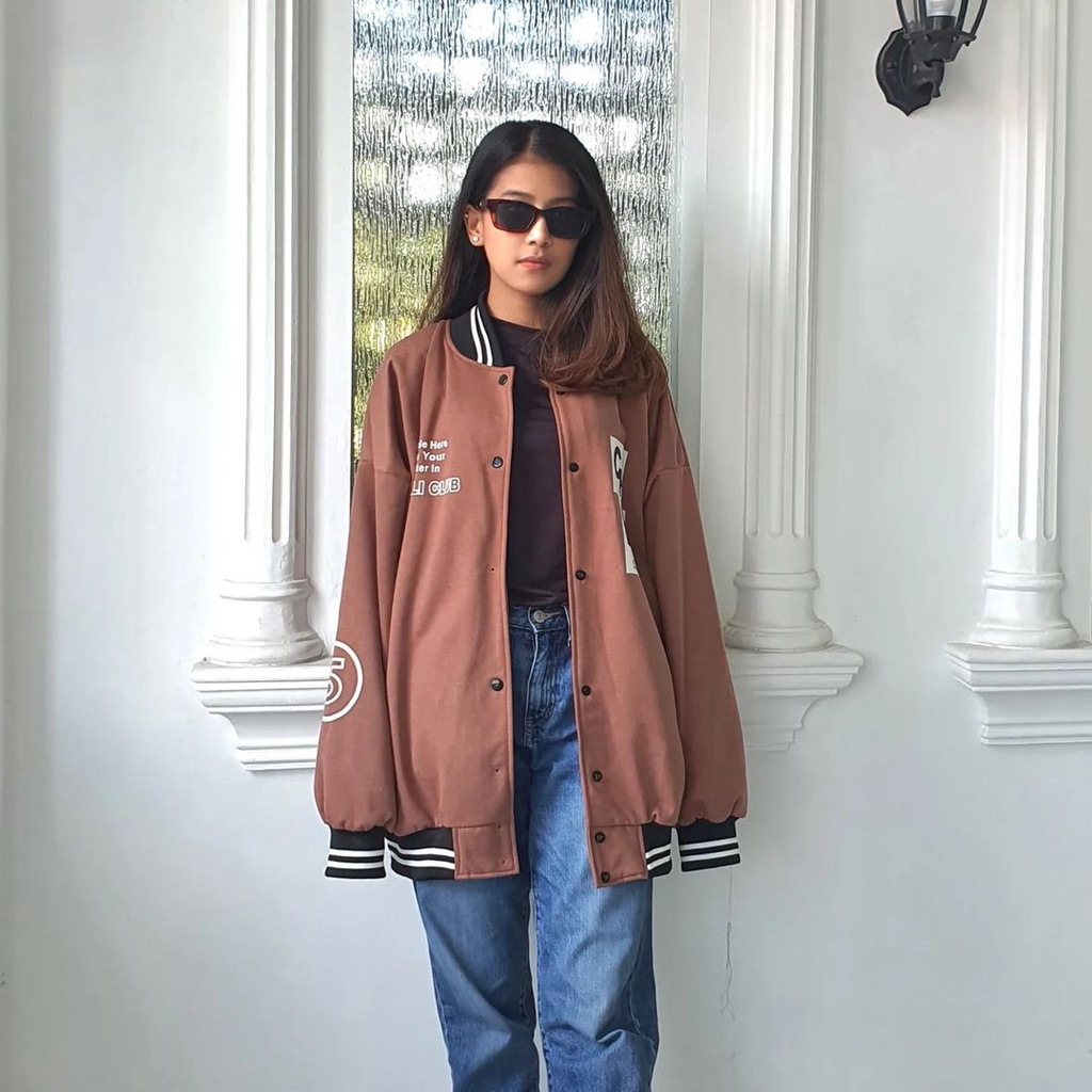 CHILI CLUB  2XL Varcity Jacket Baseball  Oversize Pria Wanita | Jacket Korean Style Terkini FLEECE Tebal Casual OOTD