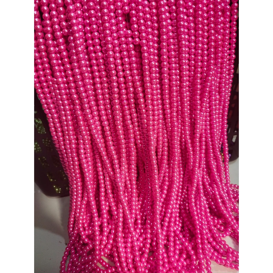 MUTSIN / MUTIARA SINTETIS PINK FANTA BERAT 6MM PER RENTENG ISI  ± 150 BIJI
