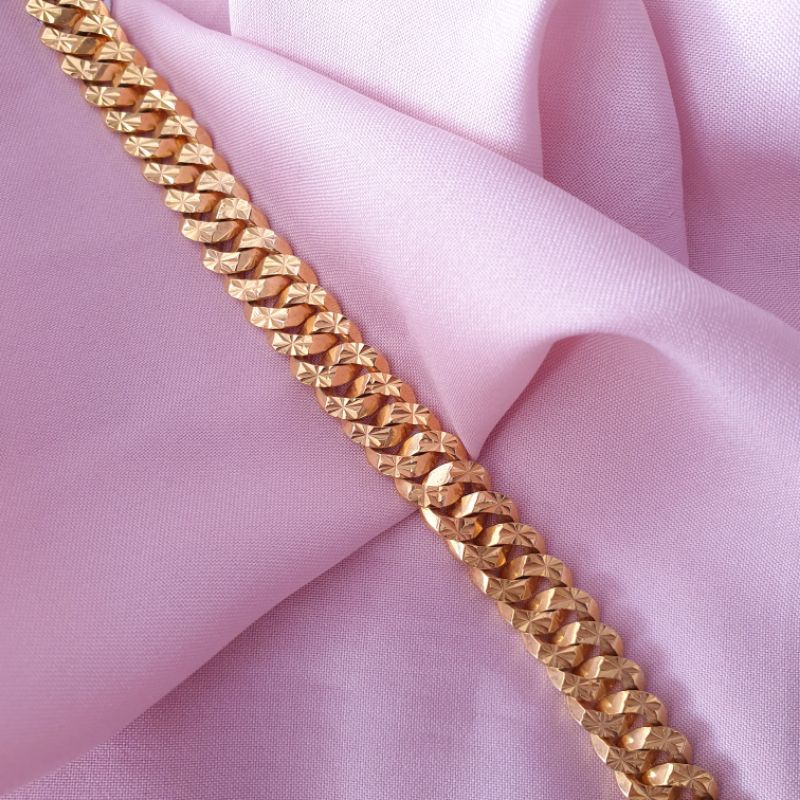 Gelang tangan dewasa sisik naga ukir bintang emas asli kadar 375, gelang emas asli, perhiasan emas a