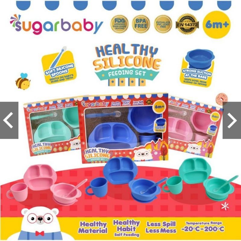 Sugar Baby Healthy Silicone Feeding Set 4 pcs Mangkok Piring Silikon