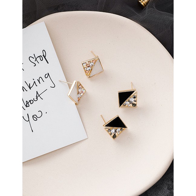 LRC Anting Tusuk Fashion 925 Silver Needle Flash Drill Stitching Square Irregular Acrylic Earring