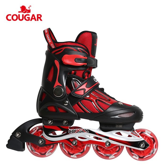 Sepatu roda Anak Inline Skate Anak Pemula Cougar MZS701-QS Black Red