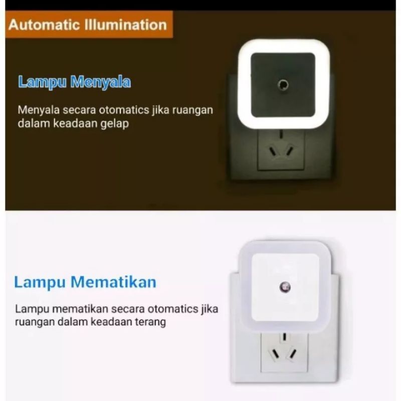 Lampu Tidur Night Sleep Mini Lamp Dekorasi Hias KOTAK LED Otomatis Sensor Cahaya