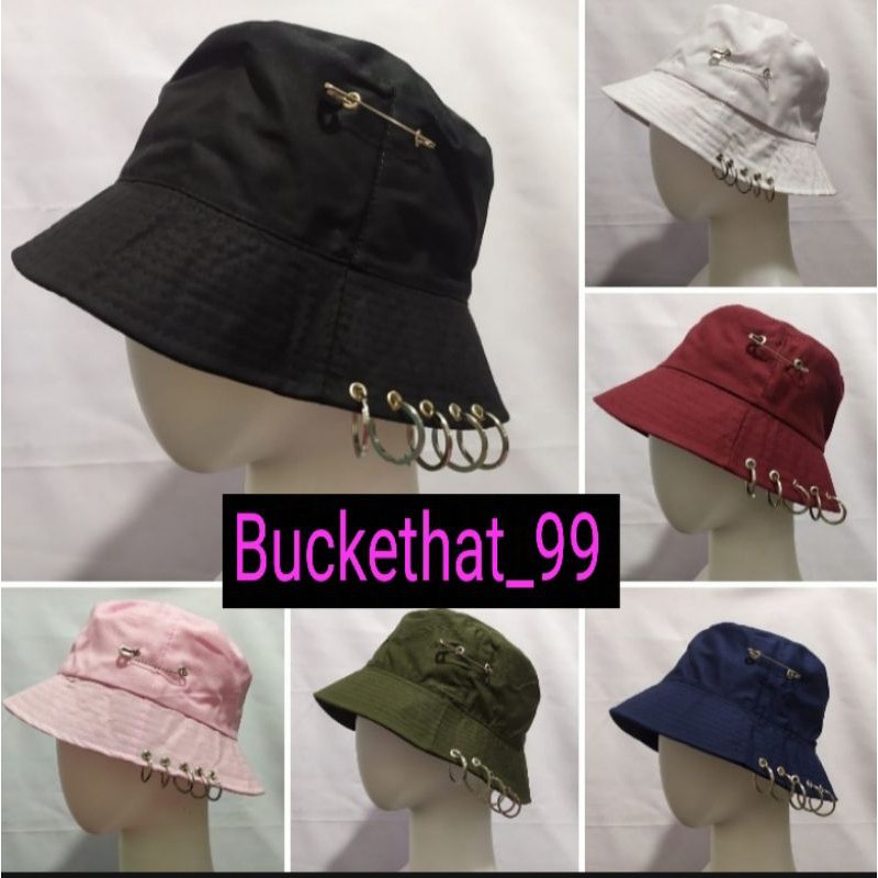 Topi Bucket Hat Anting Cincin Peniti Bucket Anting Piercing Polos