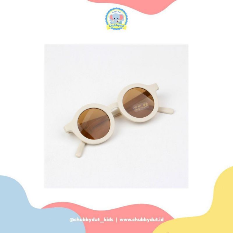 Kacamata anak bulat Retro Kacamata Hitam Anak Bayi Balita Kekinian unisex chubbydut-Broken White