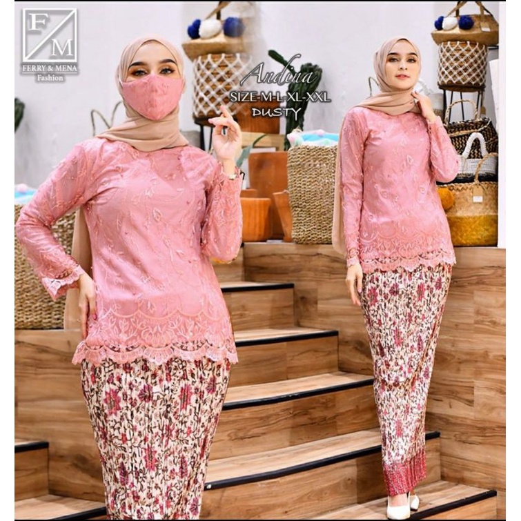 SET BLOUSE ANDINA / KEBAYA BRUKAT / KEBAYA MODERN / OUTFIT BAJU PESTA KEKINIAN / FM