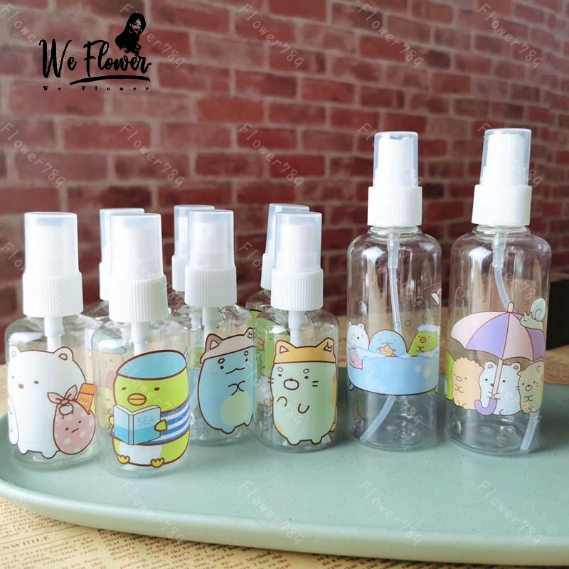 Sumikko Gurashi Botol Spray Kosong 50ml/100ml Bahan Plastik Motif Kartun Untuk Parfum