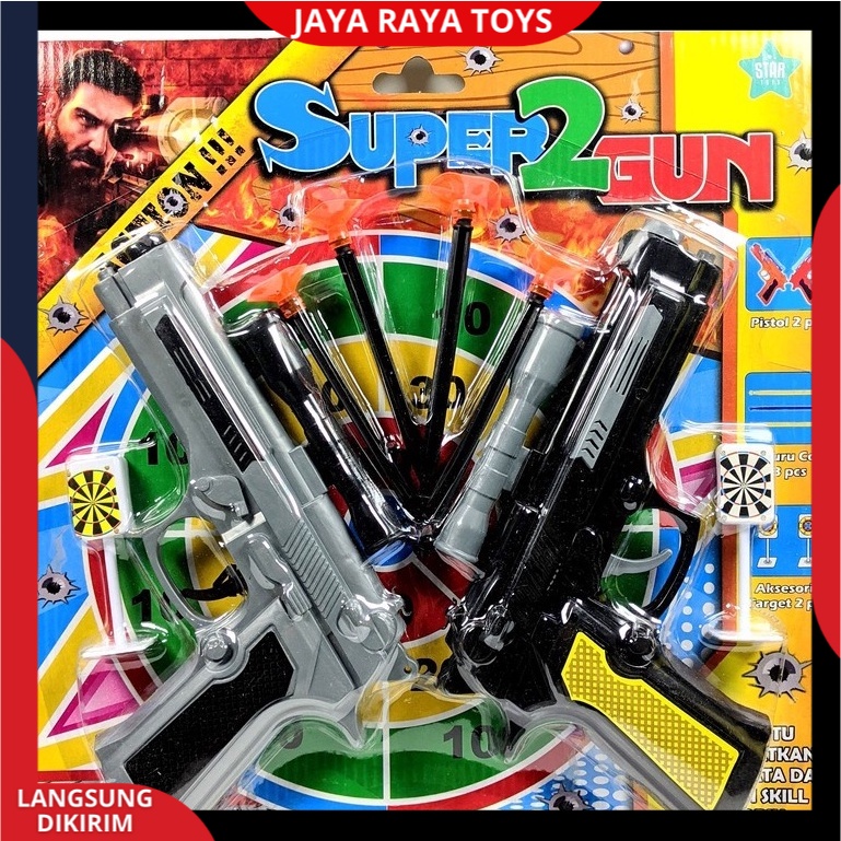 ( PROMO) ISI 2 PCS Mainan AnakTembak Tembakan Pistol Ketapel Super Gun Set Edukasi Anak Peluru Karet