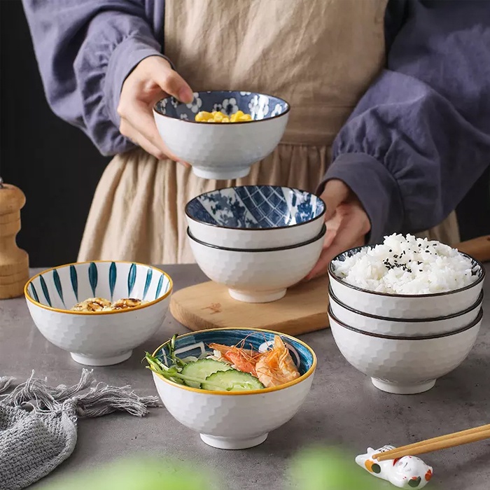 Mangkok Keramik Jepang Mangkuk Set Souvenir Nikahan 4 Pcs