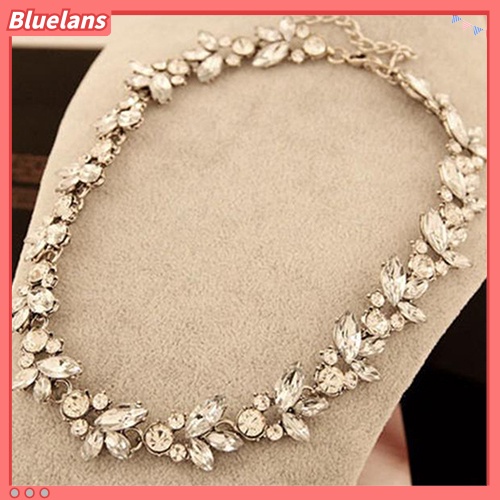 Bluelans Kalung Choker Liontin Bunga Kristal Gaya Vintage Untuk Wanita