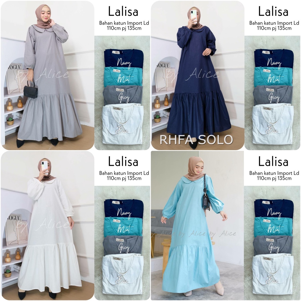 LALISA DRESS / 29.9 / BAHAN KATUN PREMIUM / LD 110 CM / PB 135 CM / ALLSIZE / ALICE