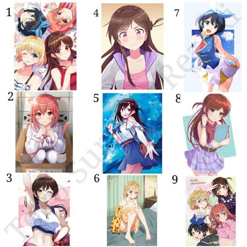 Poster Kanojo Okarishimasu Mizuhara Chizuru Canvas Paper Uniform Dinding Cewek Seksi Sekolah Anime G