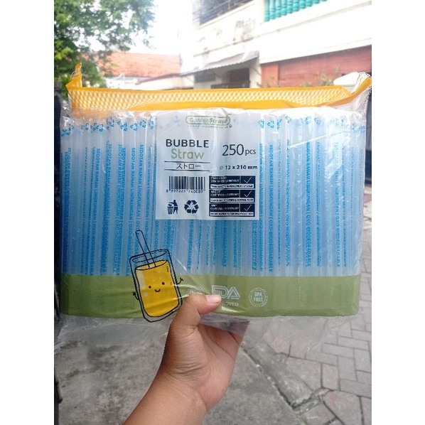 [250 pcs] Sedotan Lancip 12mm Oxo Steril / Sedotan Boba 12mm x 21cmSEDOTAN BOBA (250) BENING STERIL PLASTIK UKURAN 12MM X 21CM MINUMAN PUTIH BENING BUNGKUS GOLDEN STRAW MURAH SURABAYA