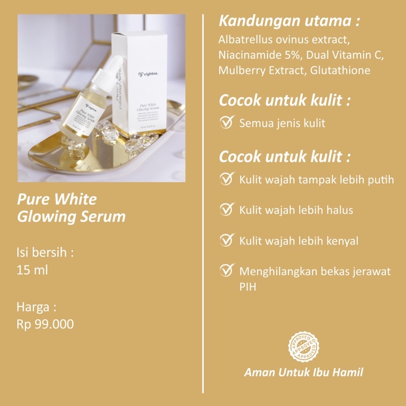 VAVL Pure White Glowing Serum Brightening 15ml BPOM - Serum Wajah,Serum Pencerah Wajah,Serum Glowing