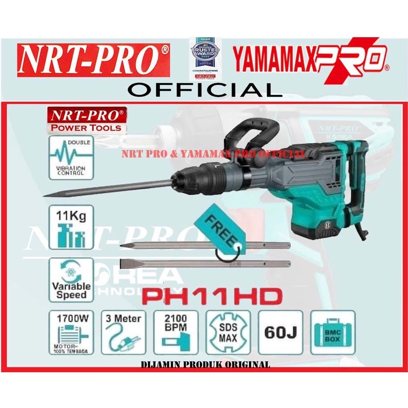 NRT-PRO PH11 HD Bor Bobok Jack Hammer Drill Beton Tembok Impact Demolition Mesin PH 11 HD PH11HD