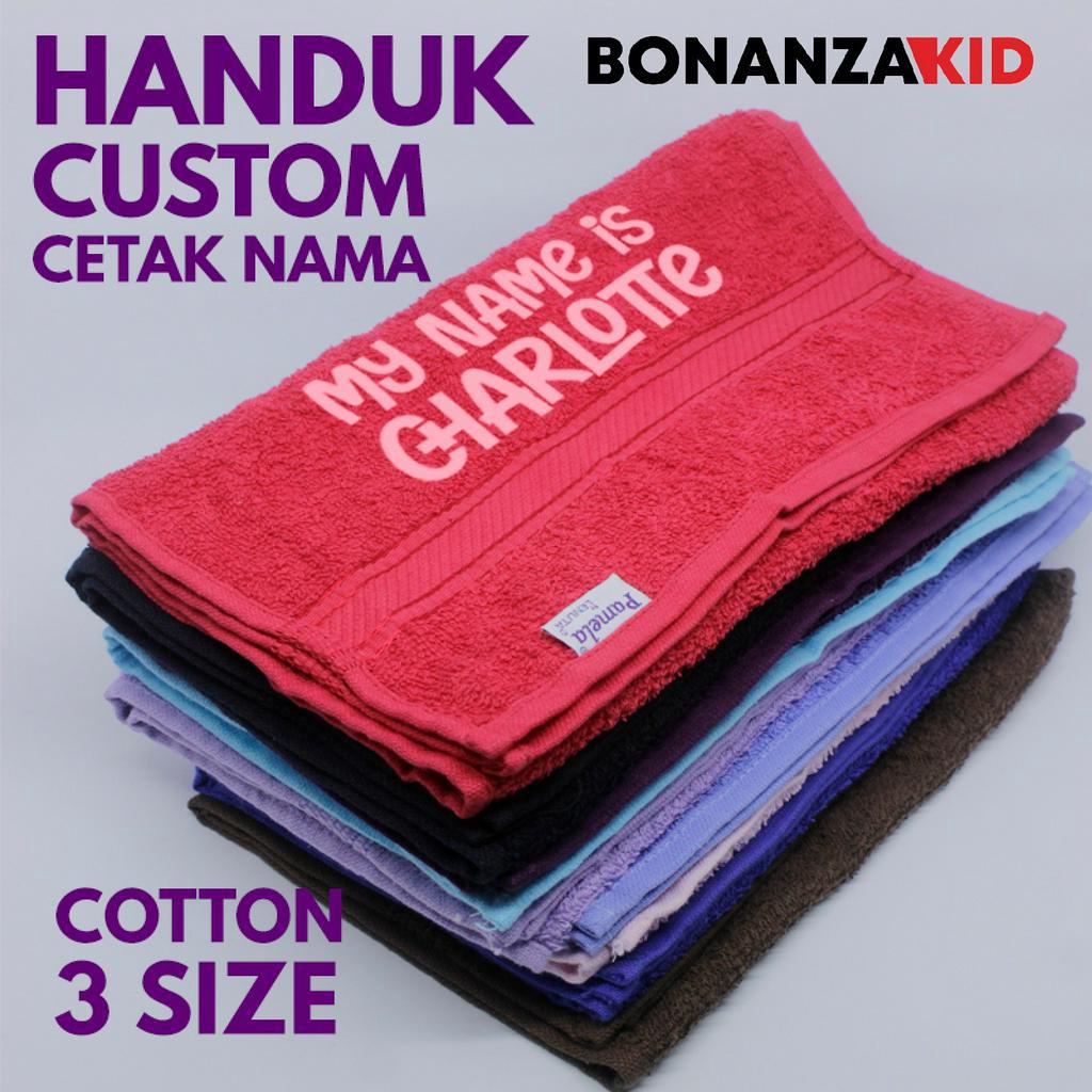 Handuk Polos Custom Nama Anak - Bahan Katun