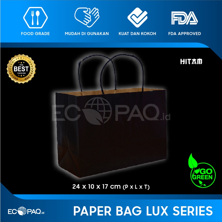 

Paper Bag - Paperbag Polos - HITAM- 24x10x16.5 cm (20 pcs)