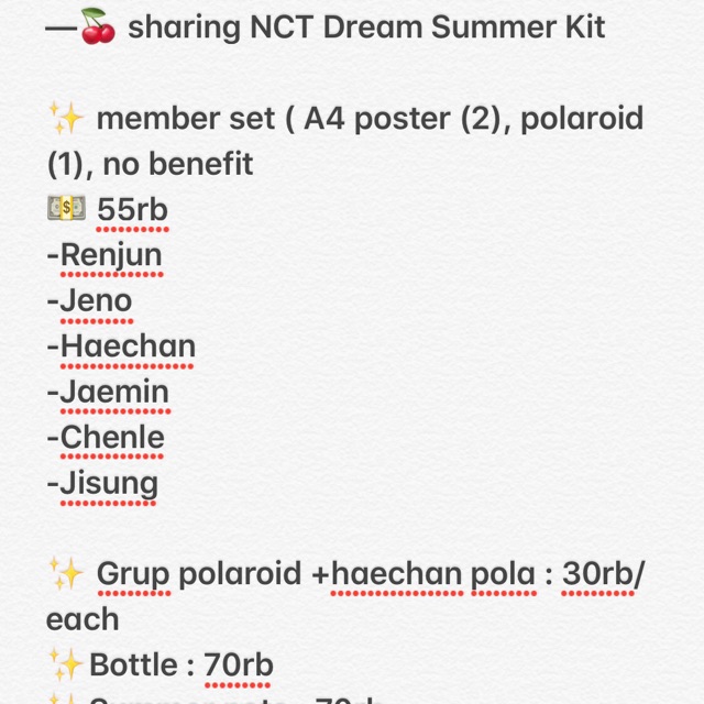 NCT Dream Summer Kit Sharing