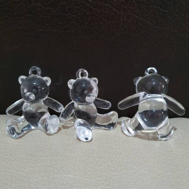 Aksesoris Bandul Boneka Beruang / Bear Kristal Putih (1 Pcs)