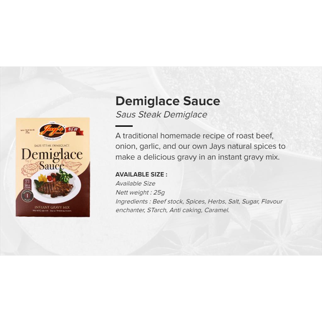 JAYS DEMIGLACE SAUCE MIX 25 GR - SAUS STEAK DEMIGLACE HALAL NO MSG