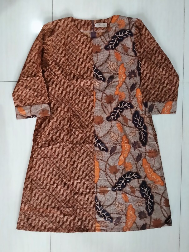 Dress Batik Tunik Seling Parang Daun Sogan