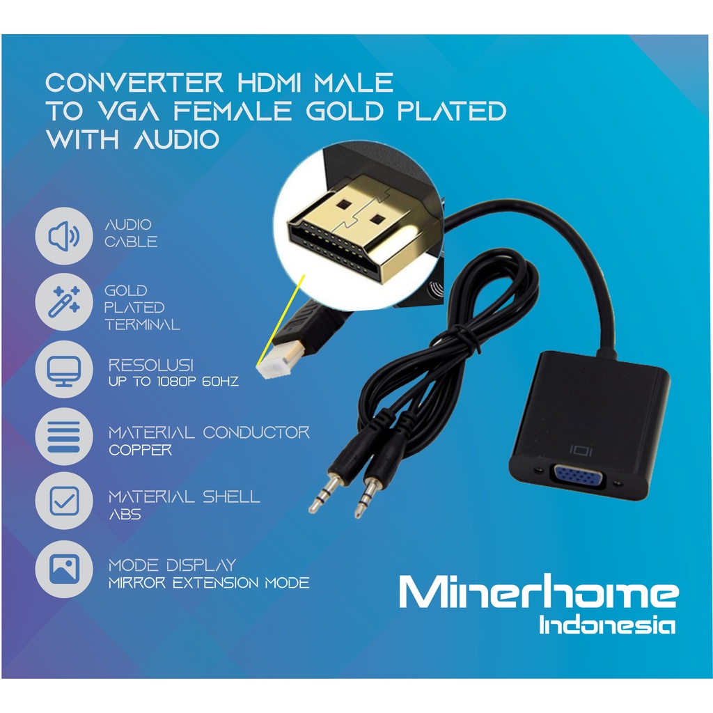 Converter Adapter HDMI Male to VGA Female High Quality With Audio