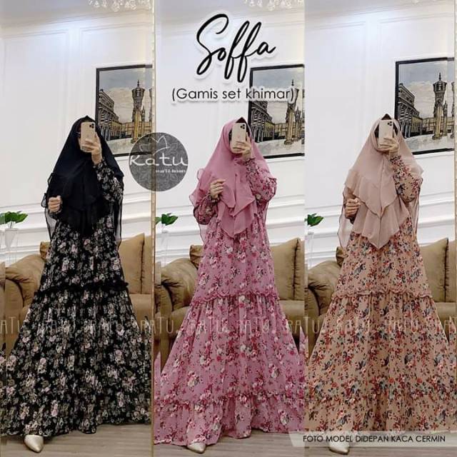 Soffa set Khimar gamis ratu termurah