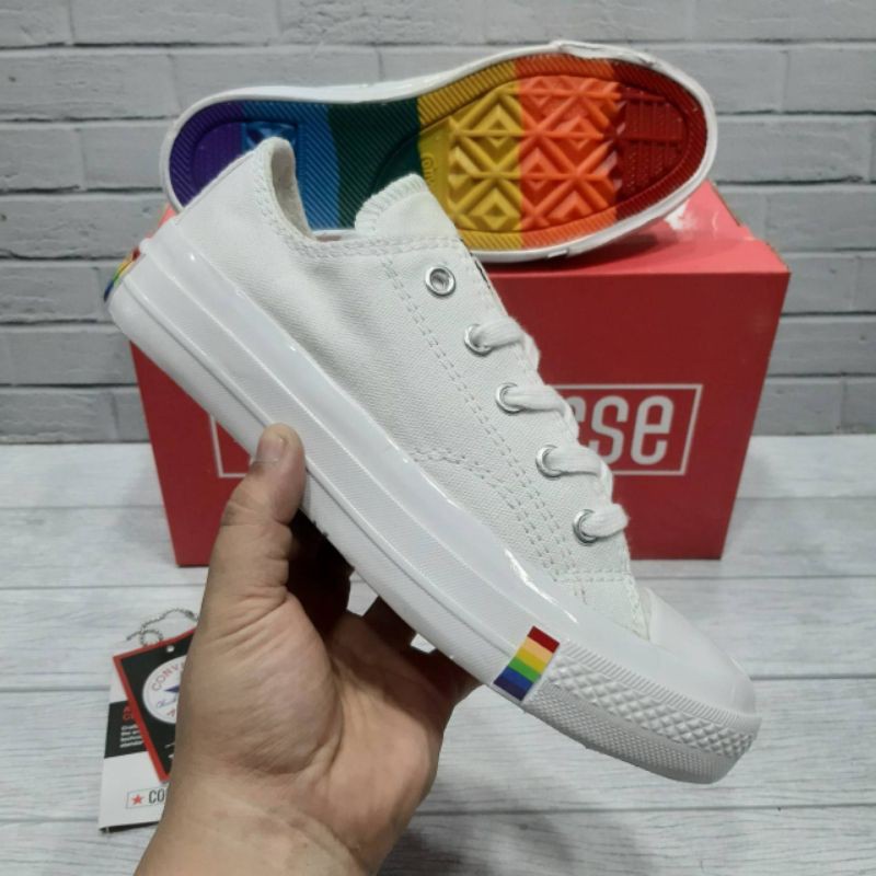 converse 70s low rainbow all white